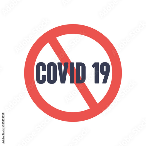 Free Download forbidden sign with covid19 word, flat style - GFXLoad