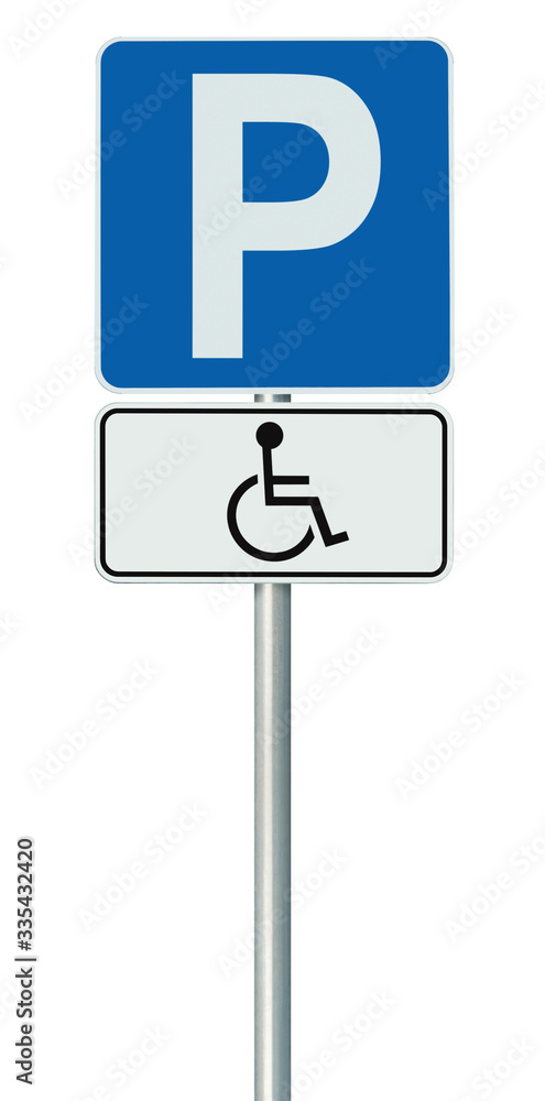 Free Handicap Disabled Parking Lot Road Sign, Isolated Handicapped Blue Badge Holders Only, White Traffic P Notice, Vertical Pole Post Signpost, Large Detailed Macro Closeup Free Handicap Disabled Parking Lot Road Sign, Isolated Handicapped Blue Badge Holders Only, White Traffic P Notice, Vertical Pole Post Signpost, Large Detailed Macro Closeup