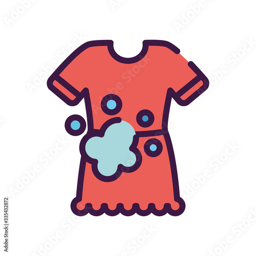 healthcare concept, tshirt with soapy water icon, line color style