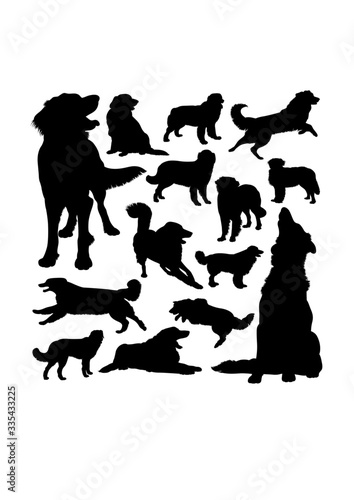 Hovawart dog animal silhouettes. Good use for symbol, logo, web icon, mascot, sign, or any design you want.