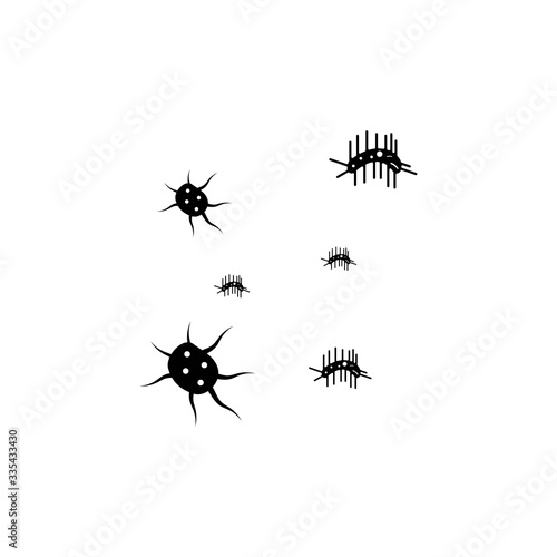Bacteria with magnifying glass vector symbol logo icon in flat