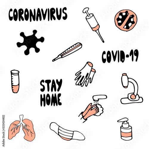 Simple Set of Coronavirus Protection Related Vector Line Icons.