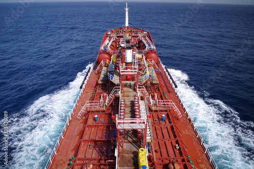 Tanker deck at sea