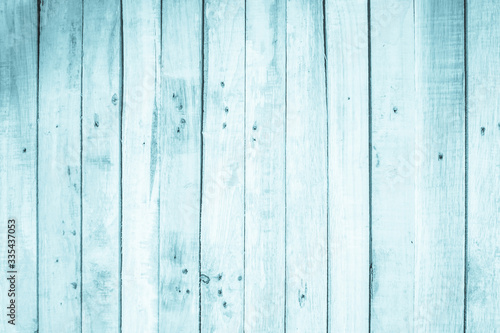 Old grunge wood plank texture background. Vintage blue wooden board wall have antique cracking style background objects for furniture design. Painted weathered peeling table woodworking hardwoods. © Phokin