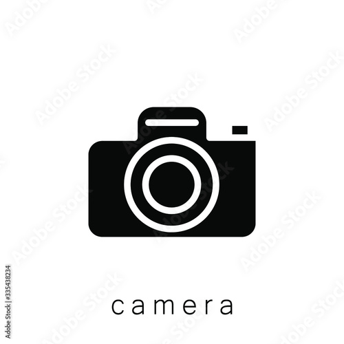 Camera Icon , Template Logo Design Emblem Isolated Illustration, Proffesional Company Business , Outline Solid Background White