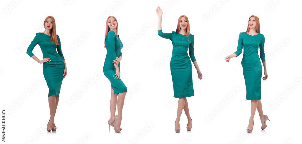 Fototapeta premium Model wearing fashionable clothing on white