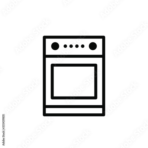 Stove Icon Kitchen Logo Design Simple , Template Emblem Isolated Illustration , Outline Solid Background White 