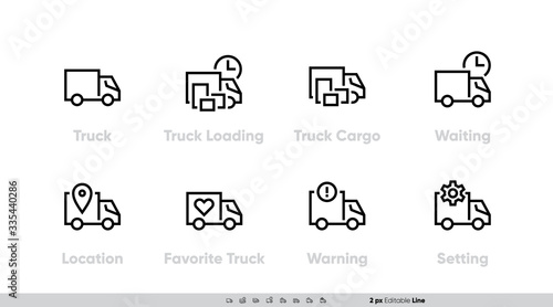 Delivery Track icons set. Track Loading for website and app. Editable Line Vector
