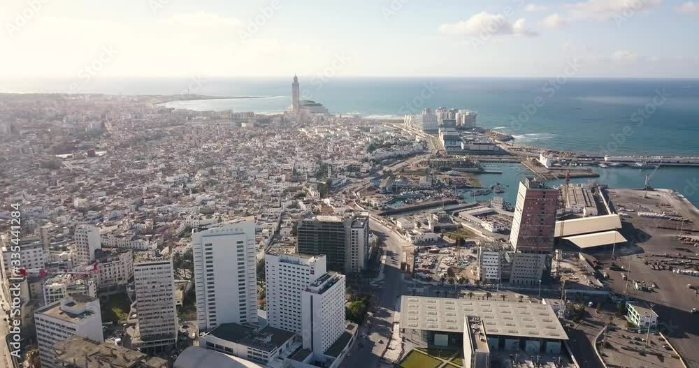 A drone shot of Casablanca during the containment due to the coronavirus A drone shot of Casablanca during the containment due to the coronavirus
