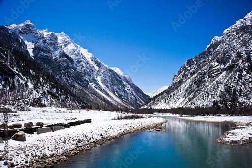 beautiful mountain lake in the mountains  Tibet China 