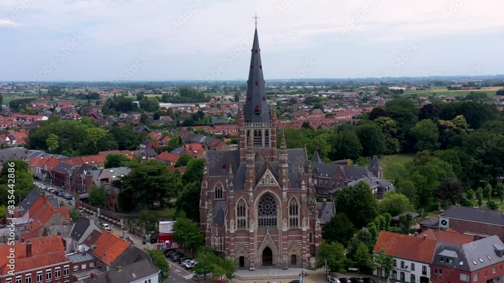 Aerial view of Basilica and Dadizele panorama, Belgium Aerial view of Basilica and Dadizele panorama, Belgium