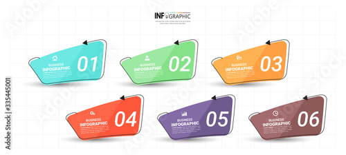 Timeline Infographics design template, linear concept with 6 steps	
