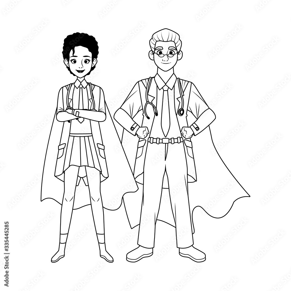 super doctors couple with hero cloak vs covid19 super doctors couple with hero cloak vs covid19