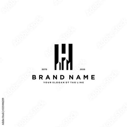 letter H and build logo design vector