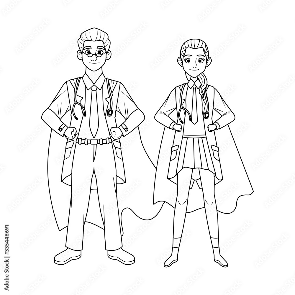 super doctors couple with hero cloak vs covid19 super doctors couple with hero cloak vs covid19