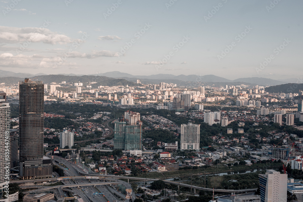 Top view of Kuala Lumpur at evening. Kuala Lumpur is the most beautiful urban place in Malaysia.