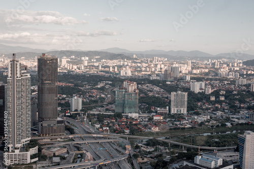 Top view of Kuala Lumpur at evening. Kuala Lumpur is the most beautiful urban place in Malaysia.