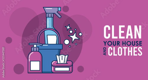 clean your house and clothes lettering with equipment