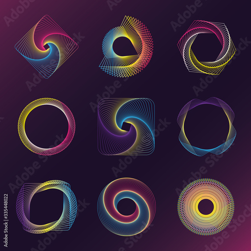 sacred geometry outline shapes vector set