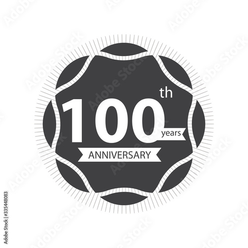 One hundred anniversary retro vector emblem isolated template