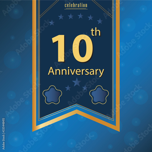 Template of invitation card to the day of the tenth anniversary with abstract text vector
