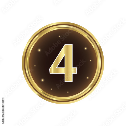 4 Number Circular Vector Gold Web Icon Button