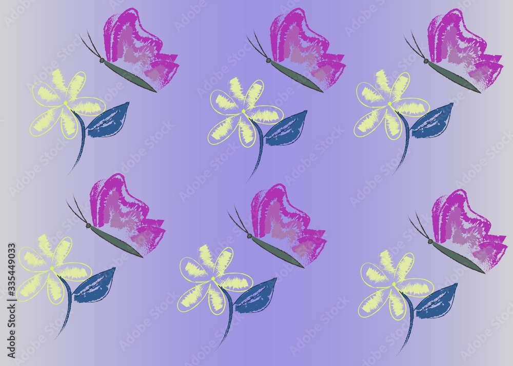 Fototapeta premium Seamless Pattern Floral Illustration
