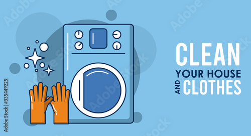 clean your house and clothes lettering with equipment