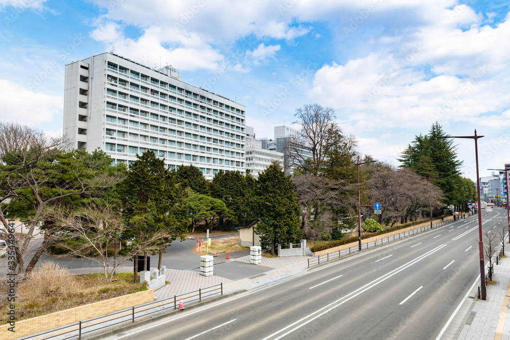 日本　作並街道東北大学病院付近の風景