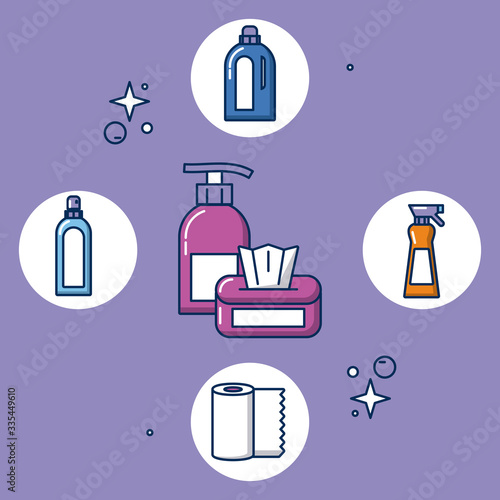 housekeeping tools and products icons