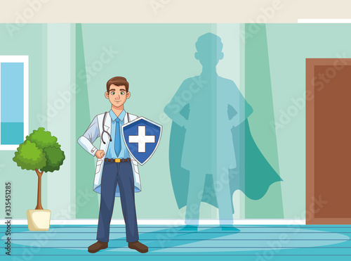 super doctor with shield and cloak vs covid19