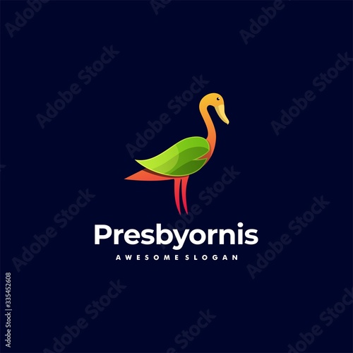 Vector Logo Illustration Duck Gradient Colorful Style.