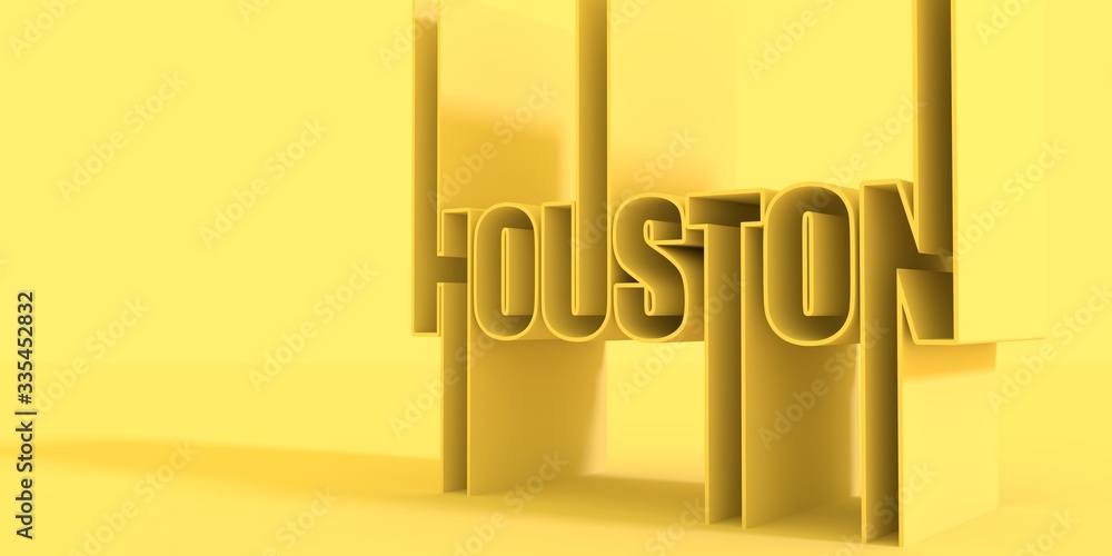 Houston city name in geometry style design. Creative vintage typography poster concept. 3D rendering.