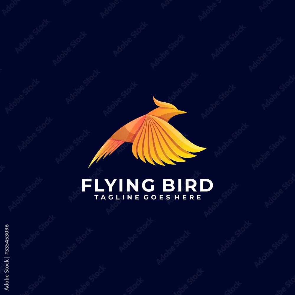 Vector Logo Illustration Flying Bird Gradient Colorful Style.