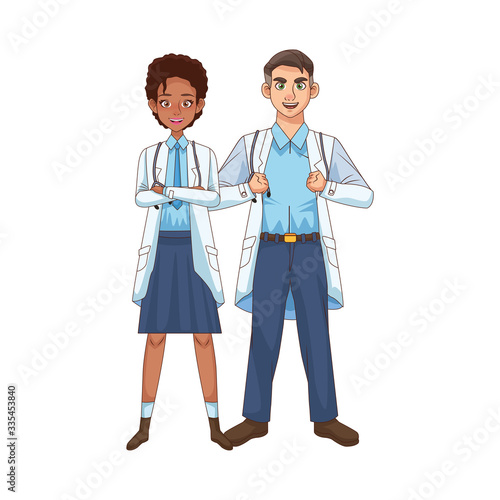 professional doctors interracial couple avatars characters