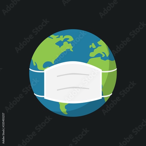 blue earth with face mask on