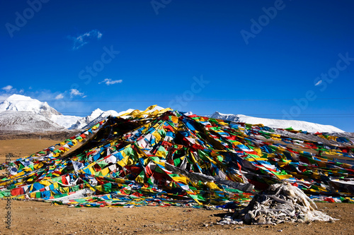 colorful prayer flags in Tibet