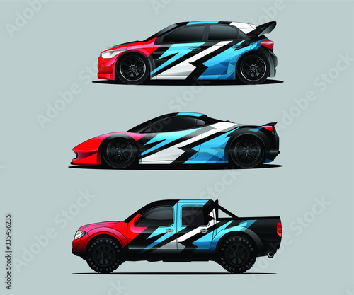 Car decal graphic wrap vector pack, abstract background © yogart