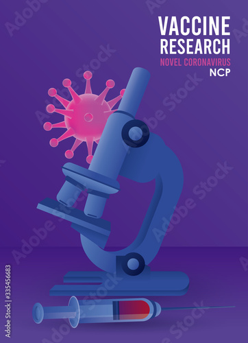 covid19 vaccine search with microscope and injection