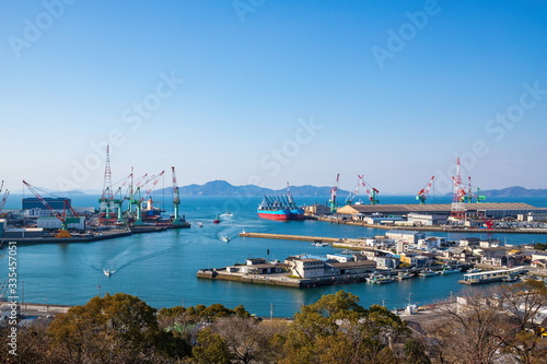 Landscape of industrial area at Marugame city in the Seto Inland Sea ,Kagawa, Shikoku, Japan