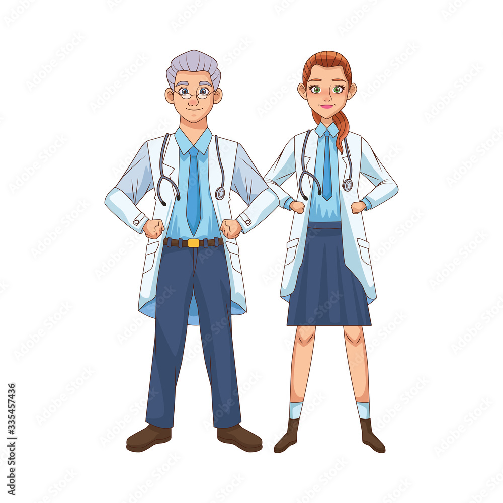 professional doctors couple avatars characters professional doctors couple avatars characters