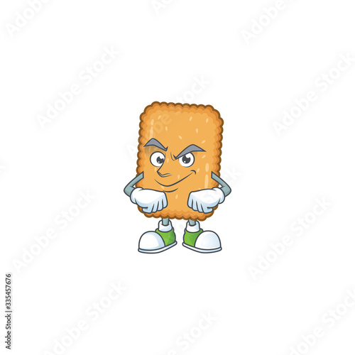 Biscuit mascot design style with grinning face
