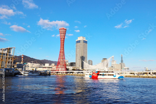 Landscape of Kobe tower and harbor