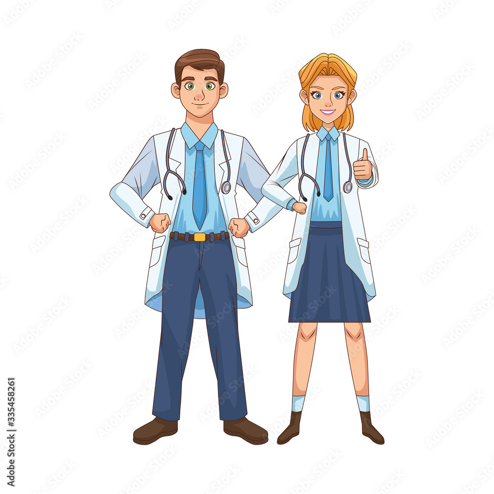 professional doctors couple avatars characters professional doctors couple avatars characters
