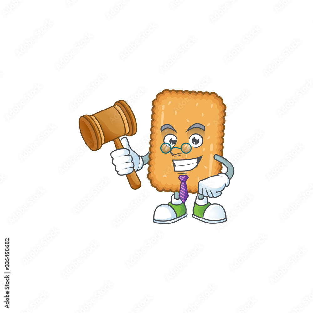 Charismatic Judge biscuit cartoon character design with glasses
