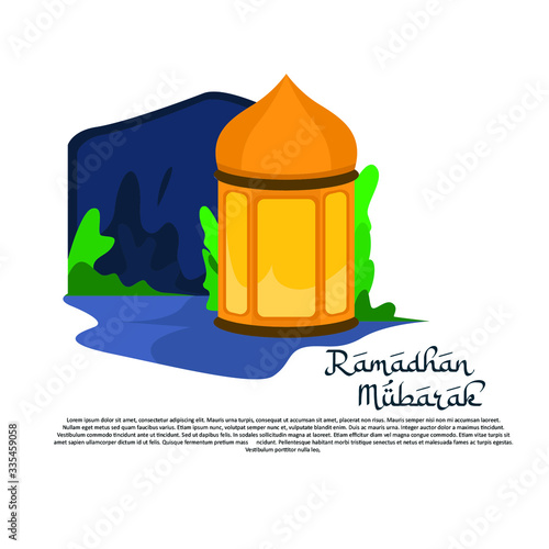 Lamp lantern ramadhan mubarak flat illustration