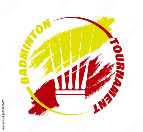badminton tournament logo. Tennis shuttlecock in abstract paint lines. Isolated vector on white background
