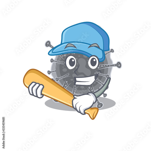 Picture of articulavirales cartoon character playing baseball © kongvector