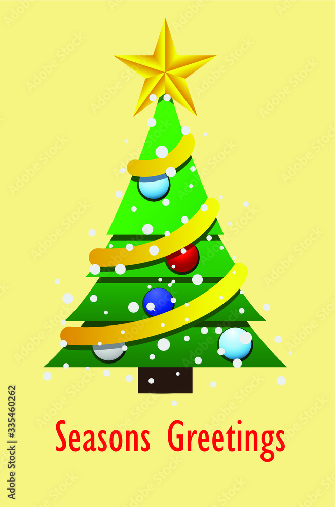 Christmas card with Christmas tree in cream background Christmas card with Christmas tree in cream background