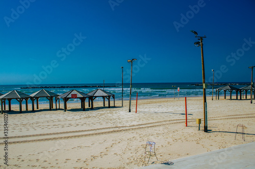 View of empty beach of Tel Aviv in  Israel